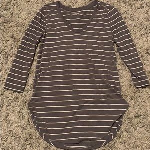 Olive green/gray shirt with white strips